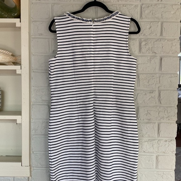 Talbots Navy Blue Strip Ottoman Sleeveless Shift Dress Size 8 - Picture 6 of 7